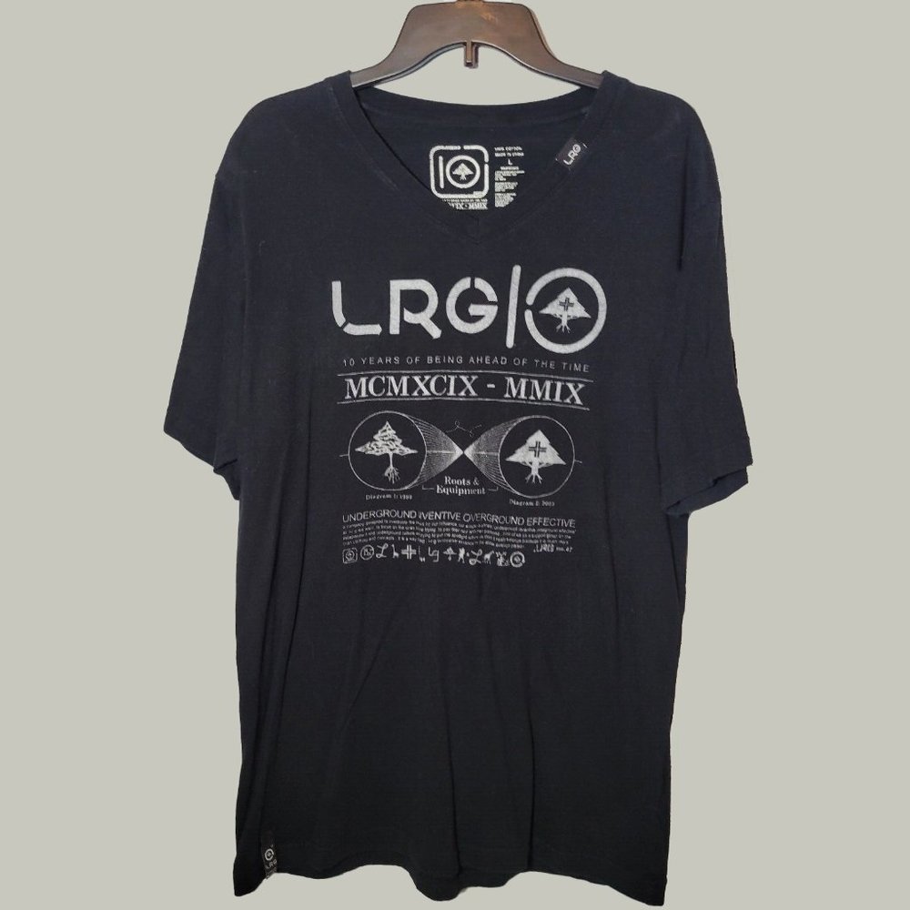 Lifted Research Group LRG TShirt  Size Large Black  VNeck